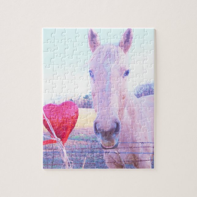 Puzzle Cheval jaune et Coeur rouge (Vertical)