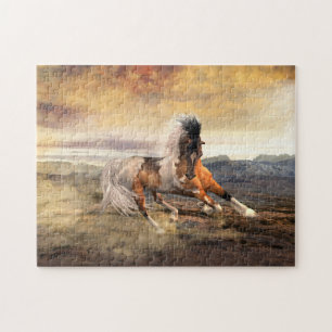 Puzzle Cheval Mustang du désert peint