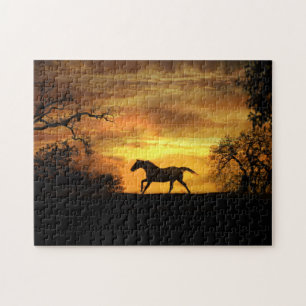 Puzzle Cheval Wild Galloping au coucher du soleil