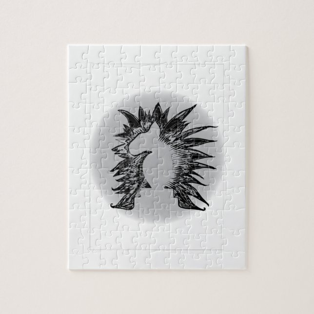 Puzzle Chevalier d'échecs EBT illustration d'art moderne  (Vertical)