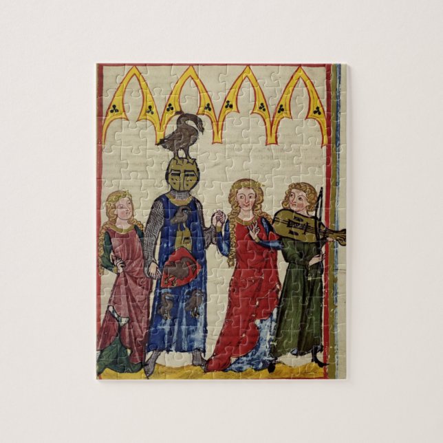 Puzzle Chevalier médiéval avec l'oie sur sa tête (Vertical)