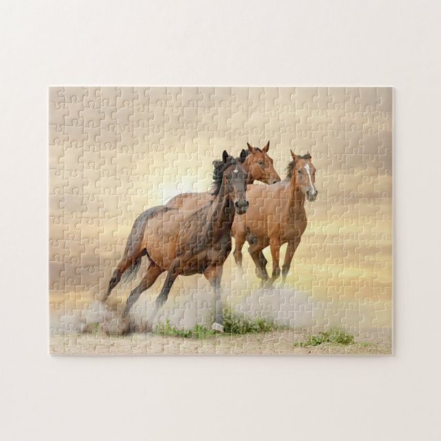 Puzzle Chevaux dans le coucher du soleil (Horizontal)