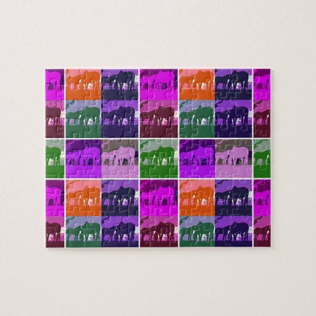 Puzzle Chevaux d'art pop multicolore (Horizontal)