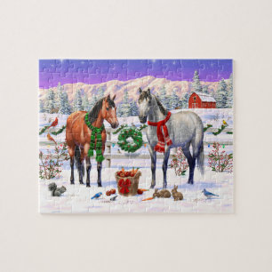 Puzzle Chevaux de Noël en neige