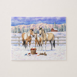 Puzzle Chevaux De Peinture De Poulet De Poulet En Neige