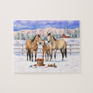 Puzzle Chevaux Du Quartier Des Dun Buckskin Sur Une Ferme