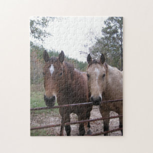 Puzzle Chevaux quarts se tenant prêt la porte