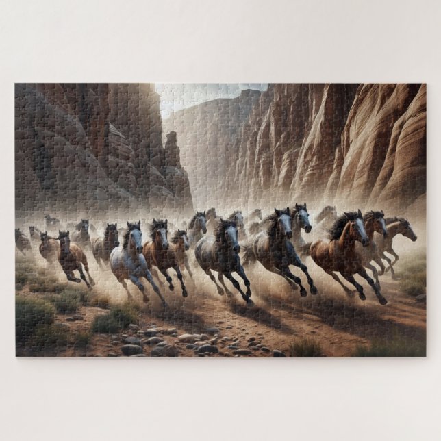 Puzzle Chevaux Sauvages, Chevaux Gallopés, Animaux Majest (Horizontal)