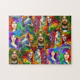Puzzle Cheveux arc-en-ciel déesse hommes femmes art Imagi