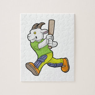 Puzzle Chèvre comme Batsman avec chauve-souris de cricket