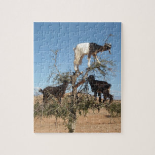 Puzzle Chèvres amusantes dans un arbre