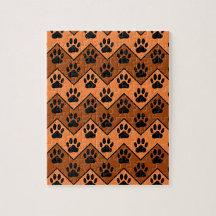 Puzzle Chevron Orange Brown Avec Motif Paw Chien