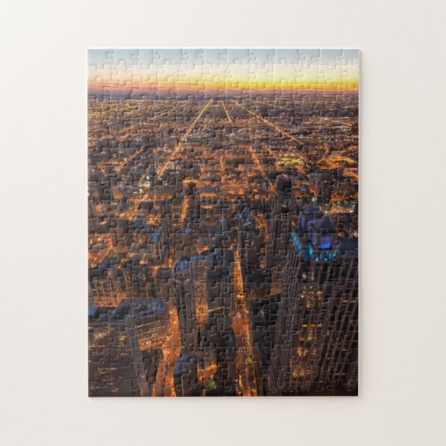Puzzle Chicago du centre au coucher du soleil (Vertical)