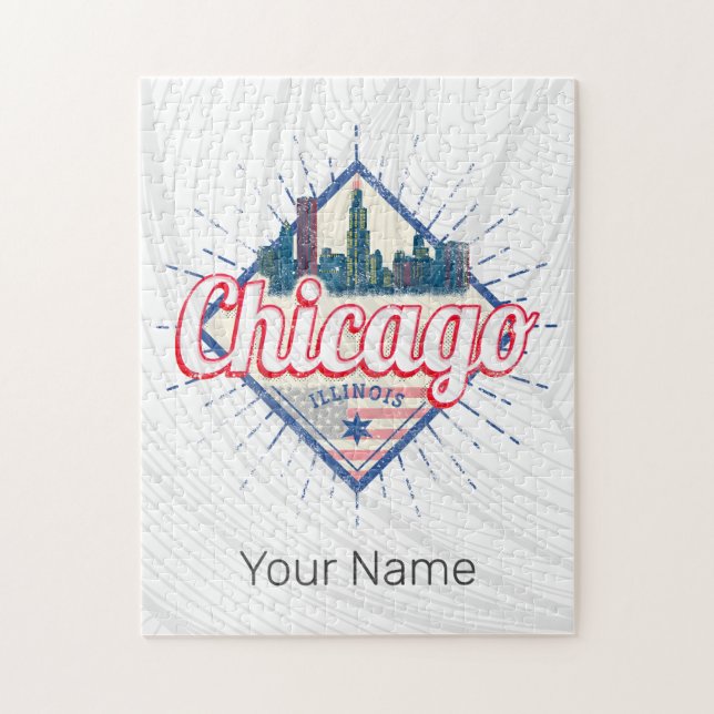 Puzzle Chicago Illinois États-Unis Retro Skyline États-Un (Vertical)