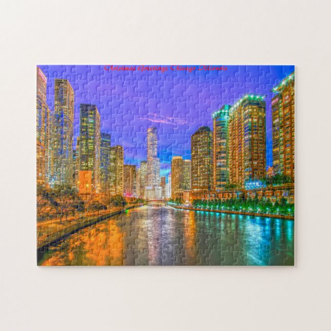 Puzzle Chicago Illinois Street. (Horizontal)