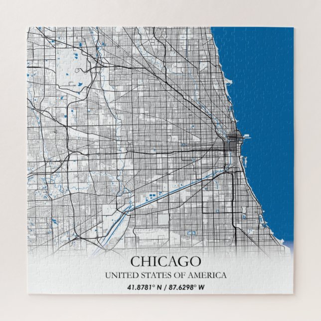 Puzzle Chicago Illinois USA City Travel City Carte (Vertical)