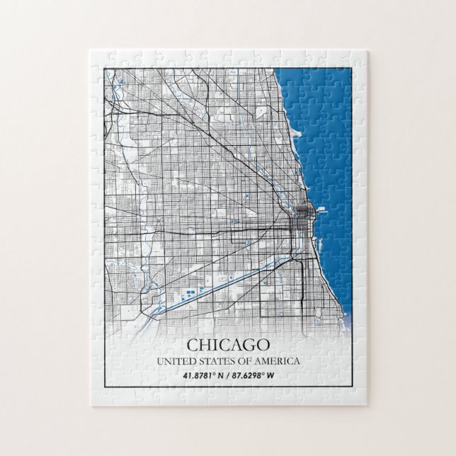 Puzzle Chicago Illinois USA City Travel City Carte (Vertical)
