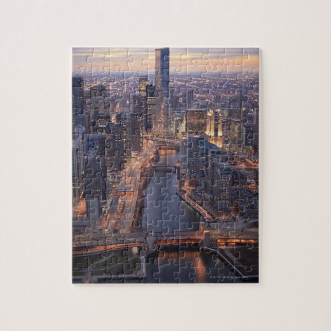 Puzzle Chicago River et Trump Tower d'en haut (Vertical)