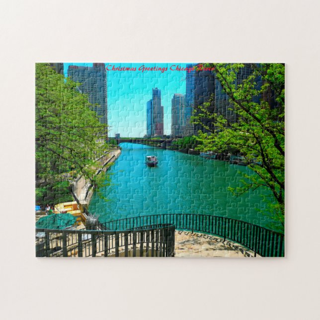 Puzzle Chicago River. voeux de Noël (Horizontal)