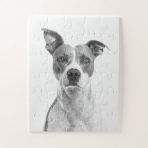 Puzzle Chien À Cheveux Courte En Gris (Noir & Blanc)