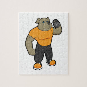 Puzzle Chien à la condition physique avec Dumbbell