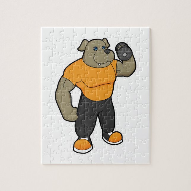 Puzzle Chien à la condition physique avec Dumbbell (Vertical)