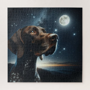 Puzzle Chien à pointer allemand nuit Sky Moon