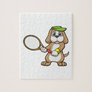 Puzzle Chien à Tennis avec raquette de tennis & Casquette