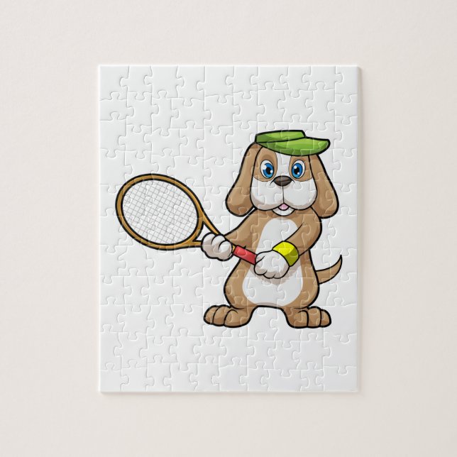 Puzzle Chien à Tennis avec raquette de tennis & Casquette (Vertical)