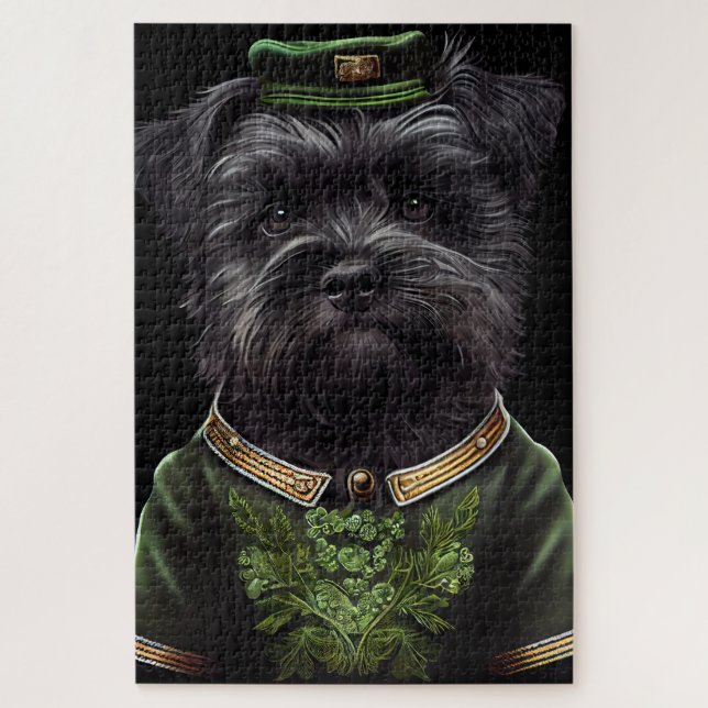 Puzzle Chien Affenpinscher en Robe de la Saint Patrick (Vertical)