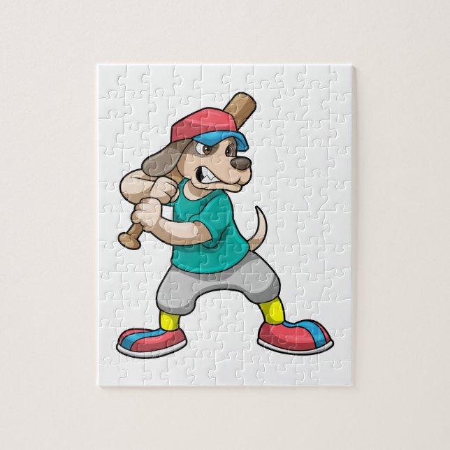 Puzzle Chien au baseball avec batte de baseball (Vertical)