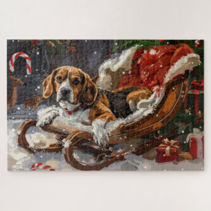 Puzzle Chien Beagle Noël Festif