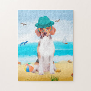 Puzzle Chien beagle sur la plage