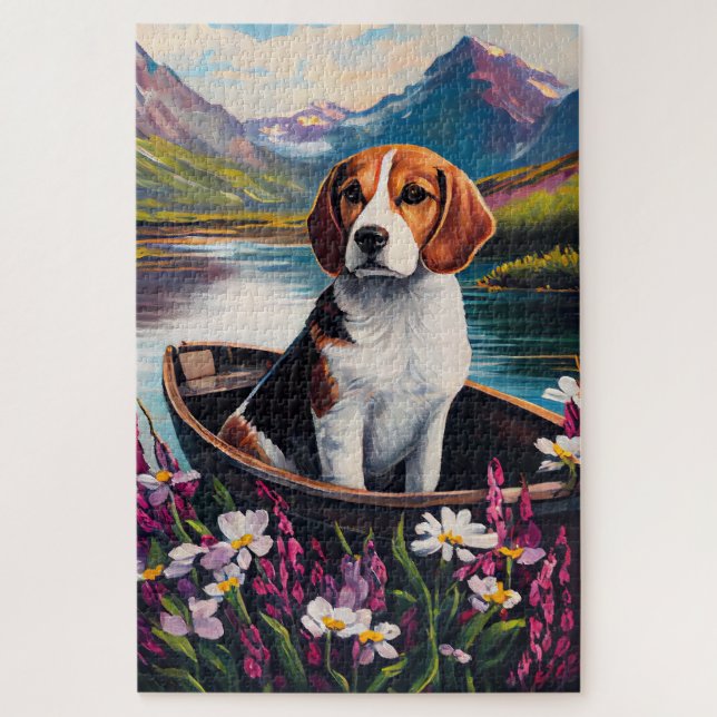 Puzzle Chien beagle sur une pagaie : une aventure Pittore (Vertical)