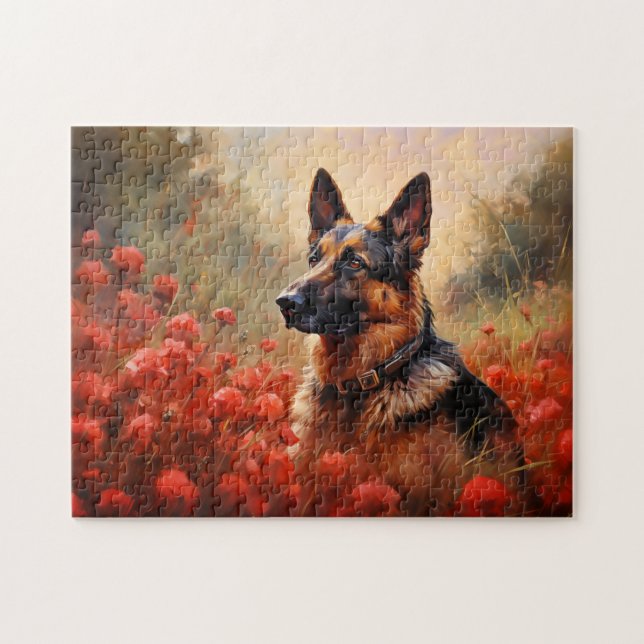 Puzzle Chien berger allemand en pavot (Horizontal)