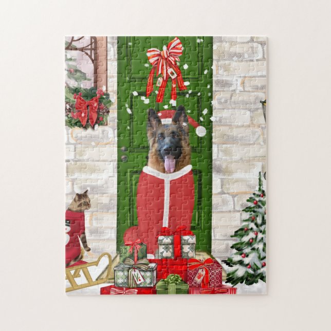 Puzzle Chien berger allemand Noël   (Vertical)