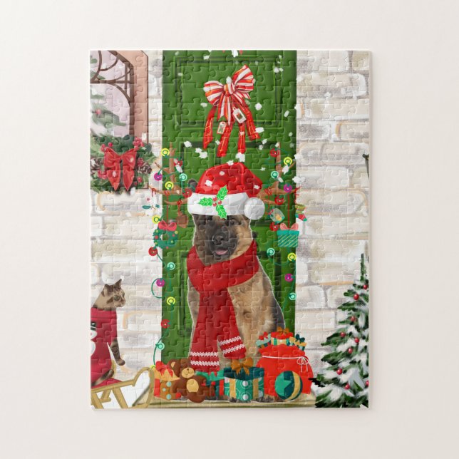 Puzzle Chien berger allemand Noël  (Vertical)