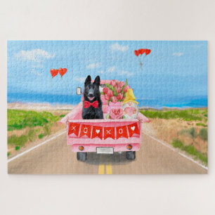 Puzzle Chien berger allemand Saint Valentin Coeurs de cam
