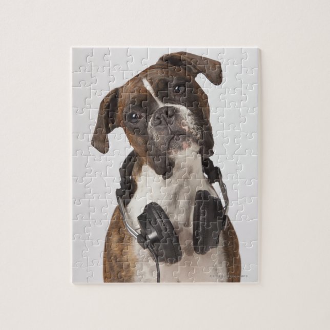 Puzzle chien boxer avec casque (Vertical)