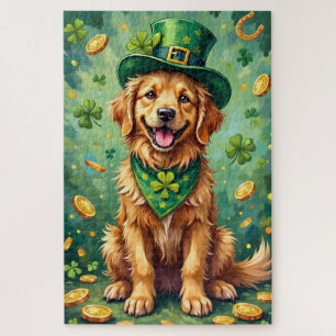 Puzzle Chien Chanceux de la Saint-Patrick Golden Retrieve