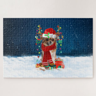 Puzzle Chien Chihuahua avec des cadeaux de Noël