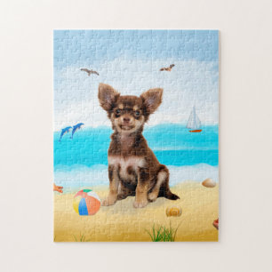 Puzzle Chien chihuahua sur la plage
