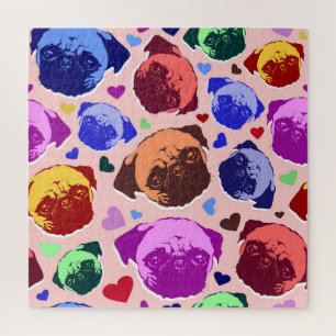 Puzzle Chien Chiot Carlin Style PopArt Rétro