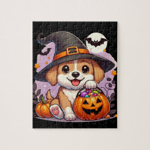 Puzzle Chien/chiot d'Halloween mignon