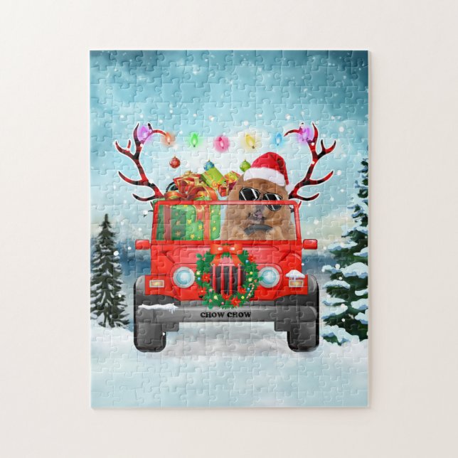 Puzzle Chien Chow avec cadeaux de Noël (Vertical)