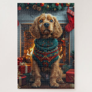 Puzzle Chien Cocker Spaniel avec des cadeaux de Noël Chem