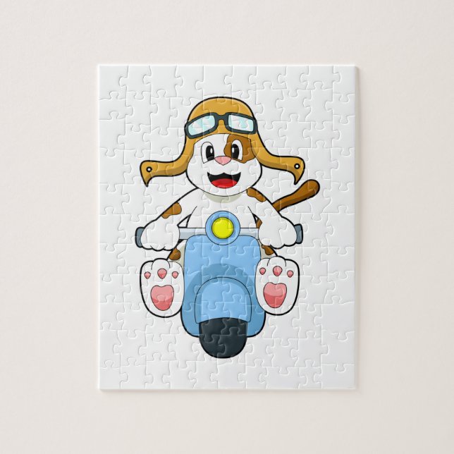 Puzzle Chien comme Biker avec Scooter.PNG (Vertical)