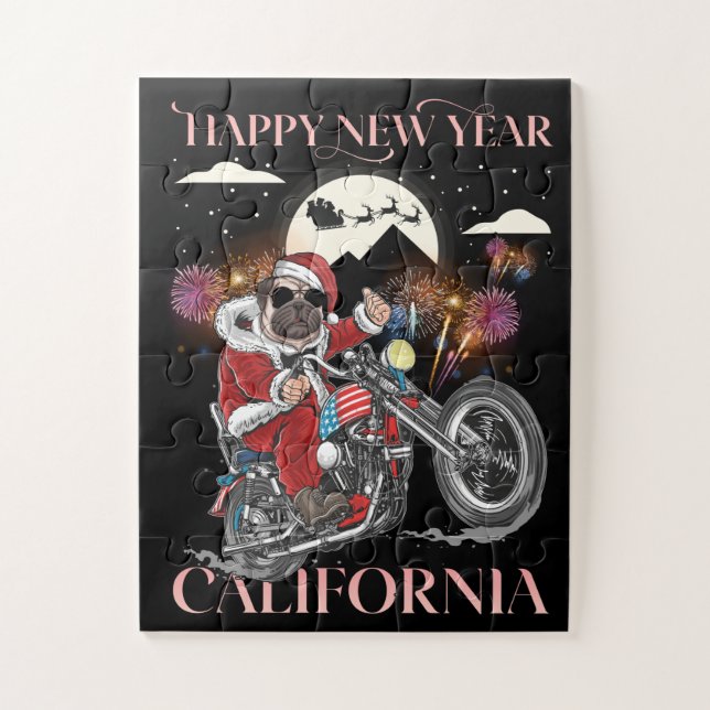 Puzzle Chien Conduit Une Moto À La Californie (Vertical)