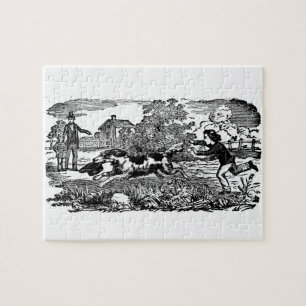 Puzzle Chien courant art animal antique illustration vict