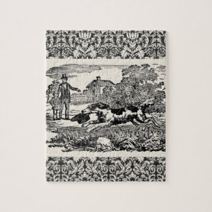 Puzzle Chien courant art animal antique illustration vict